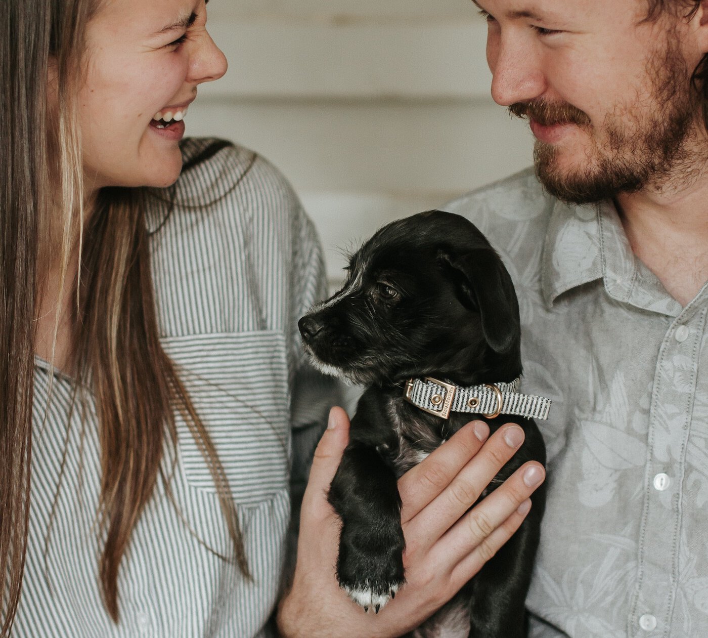Couple with their new puppy